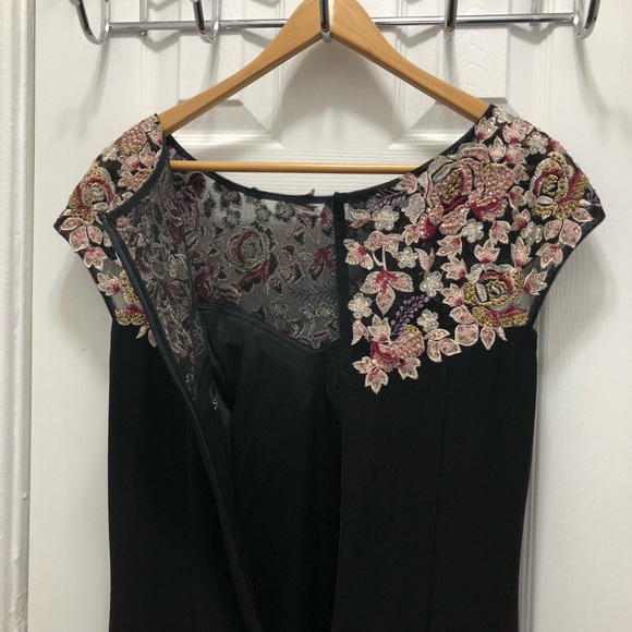 XSCAPE Gown Black with Floral Embroidery & Stones - Picture 5 of 15